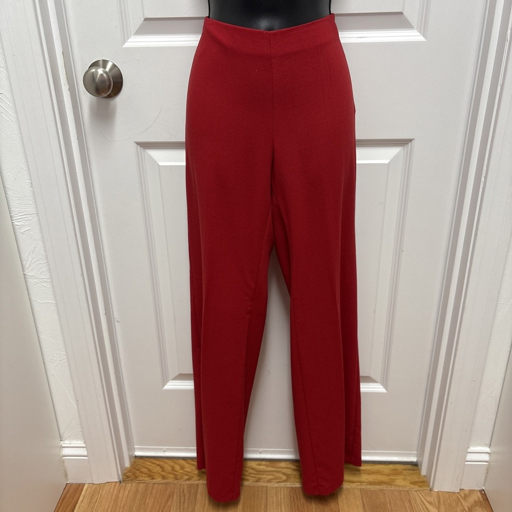 Sisley Trousers Pants Red Wide 80% Wool Made In Italy - Size 40 (US 4)